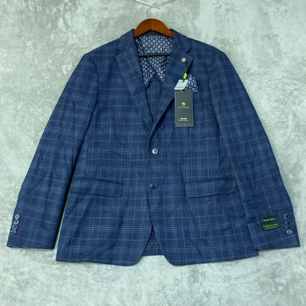 NWT Tom Baine Men's XL Blue TBC330 Performance Blazer Stretch Polyester Rayon